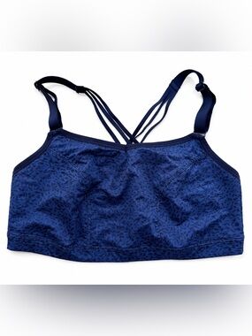 LIVI Lane Bryant Blue Printed Sports Bra Size 14/16 Strappy Back Activewear